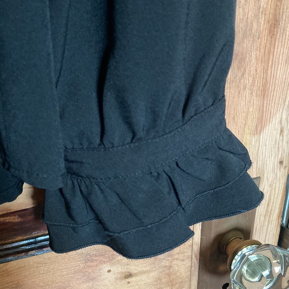 Black Ruffle Front Blouse - Picture 2 of 7